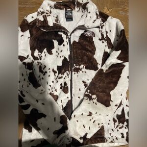 The North Face Brown and White Patterned Fleece Jacket
